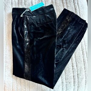 Draper James Black Velvet and Sequins Tuxedo Pants